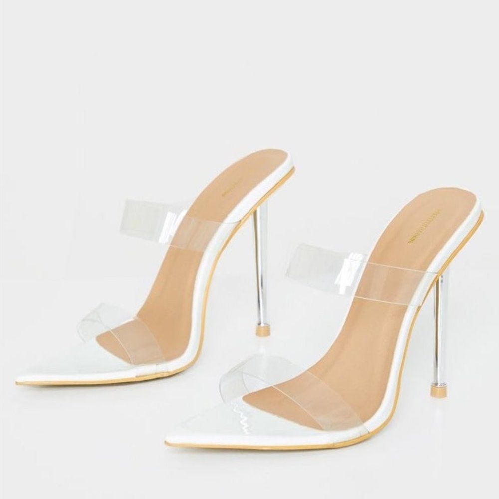 Pretty Little Thing Clear Pointed Heels 7